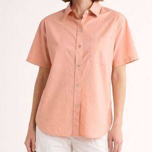 Vince Short Sleeve Button Front Shirt Women's Peach Cotton Size Large
